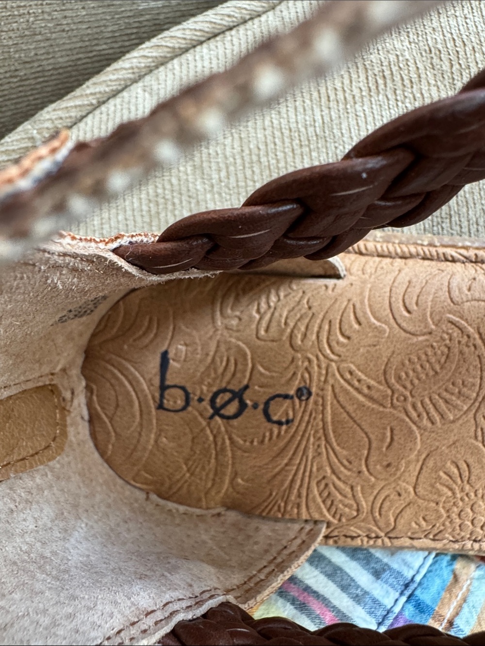 b.o.c. Brown Braided Leather Ankle-Strap Sandals - Picture 2 of 6